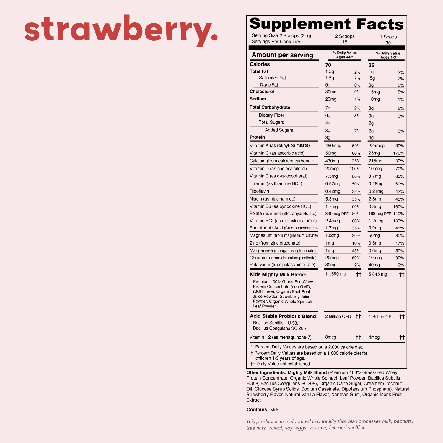 strawberry mighty milk supplement facts